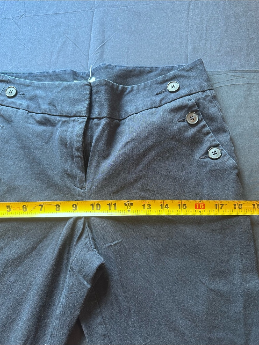 LOFT Navy Chinos with Decorative Side Buttons - Picture 5 of 9